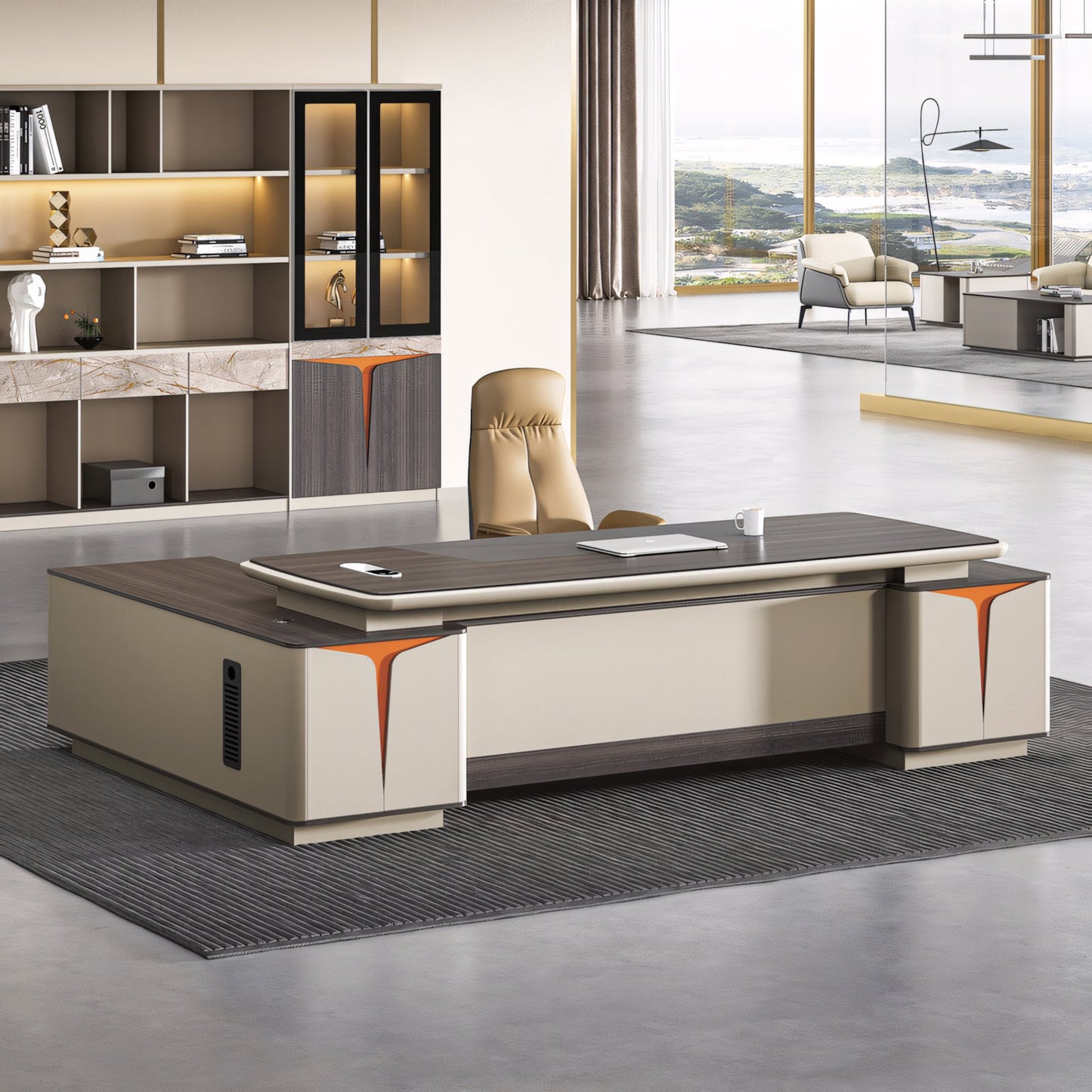 Furnavo Light Luxury Executive Office Computer Desk Table