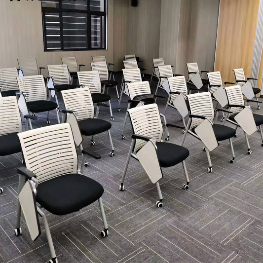 Furnavo Foldable Executive Office Chair with Writing Tablet and Wheels