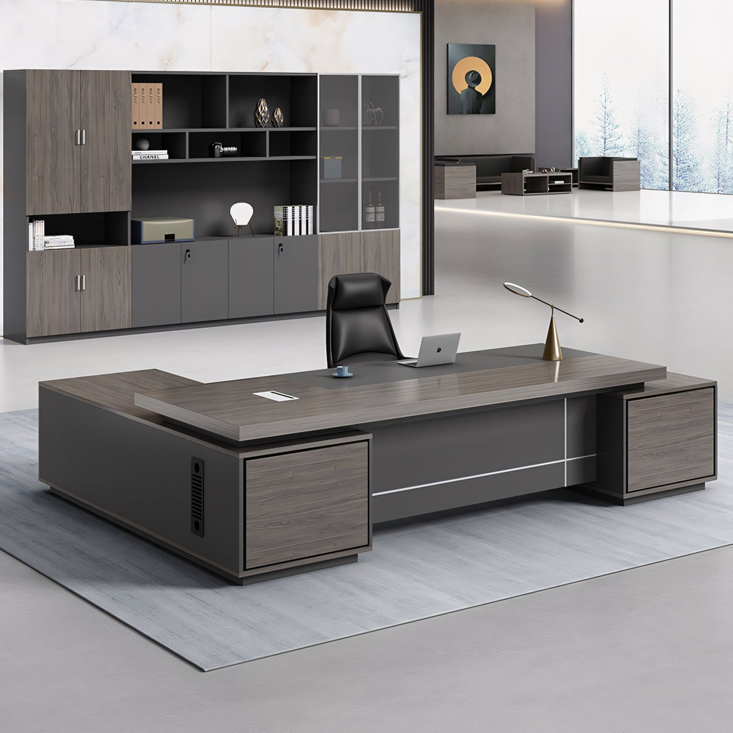 Furnavo Executive Modern Computer Desk – Refined Office Workstation