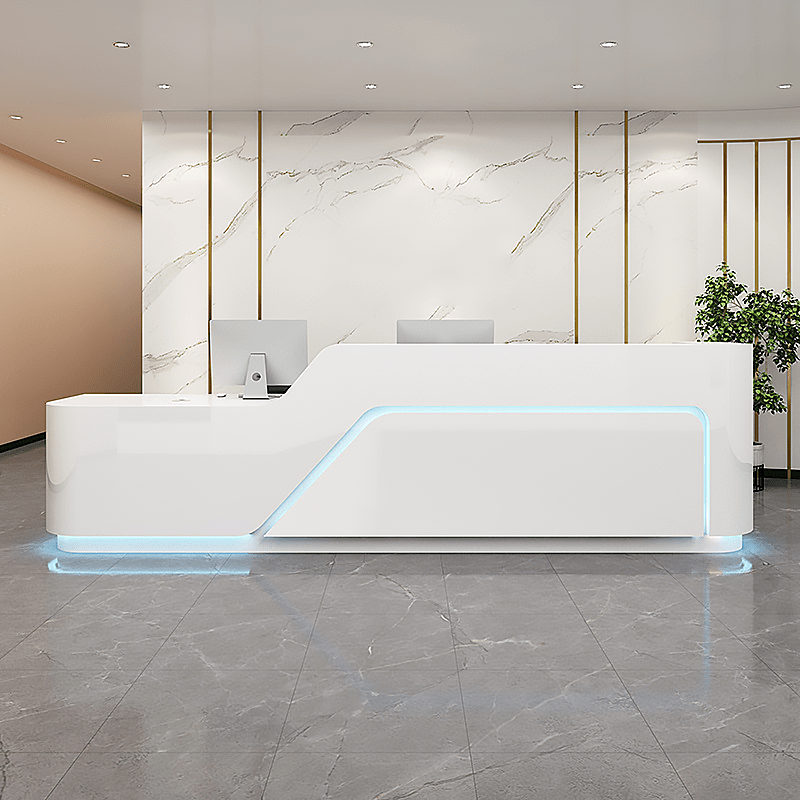 Furnavo Lacquered Reception Desk – Modern Front Counter for Offices, Salons & Fashion Stores