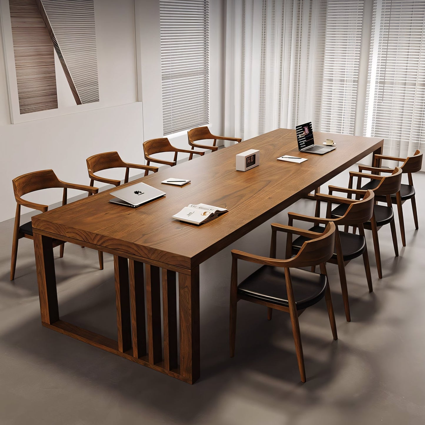 Furnavo Solid Wood Conference Table – Classic Meeting Room Desk for Offices & Boardrooms