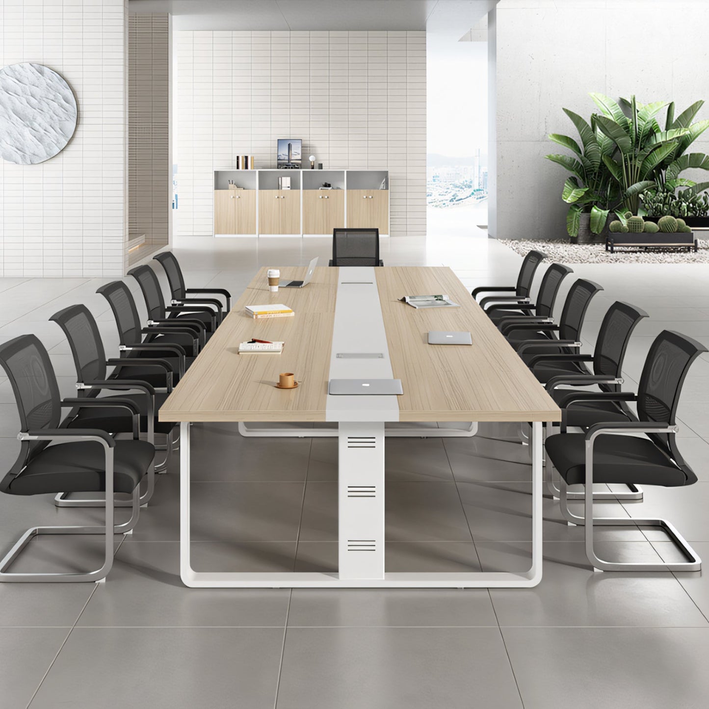 Furnavo Office Computer Desk – Rectangular Conference Table for Meetings
