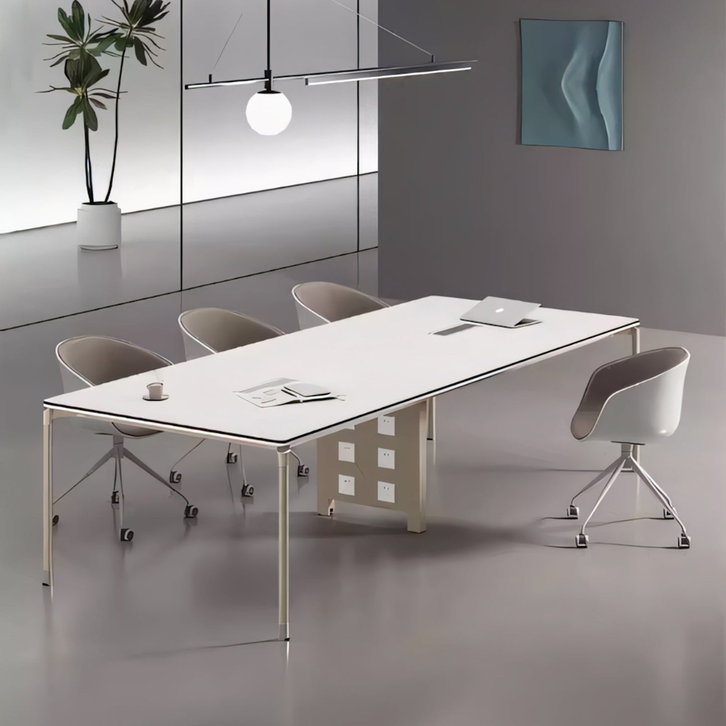 Furnavo Rectangular Conference Table – Modern Office Meeting Desk with Spacious Design