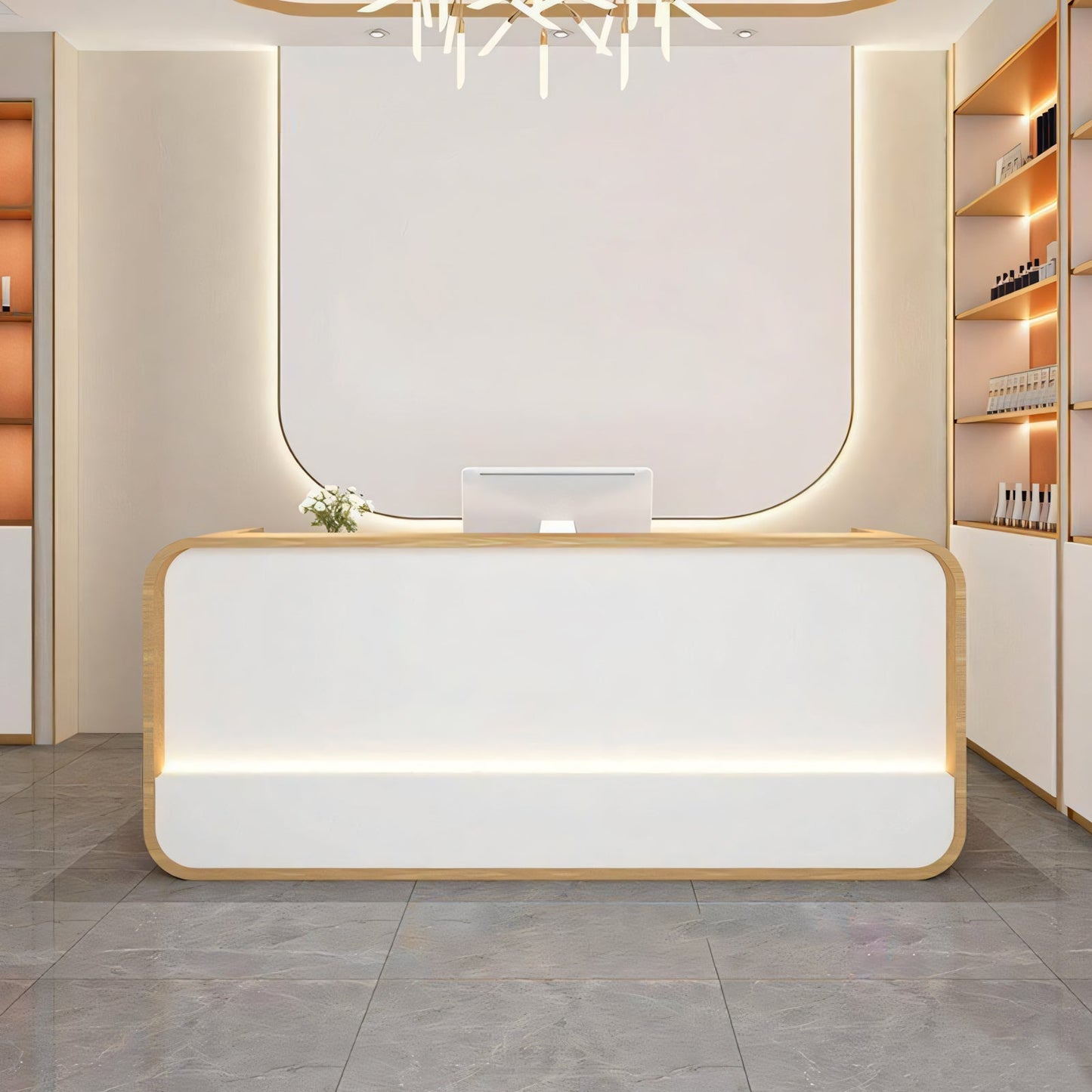 Furnavo Modern Simple Curved Store Company Checkout Reception Desk