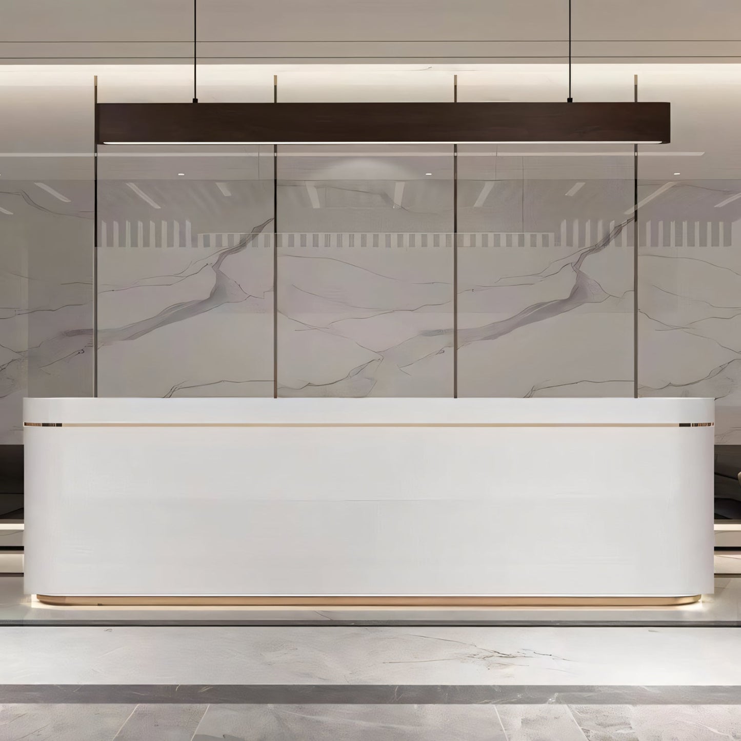 Furnavo Lacquered Arc Reception Desk – Modern Curved Front Counter for Bars & Offices