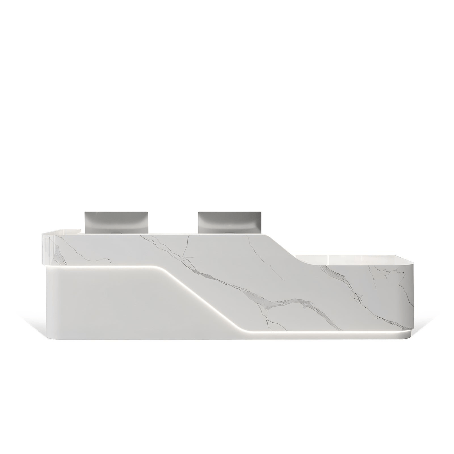 Furnavo Luxury Marble Grain Reception Desk – Elegant Front Counter for Offices & Hotels