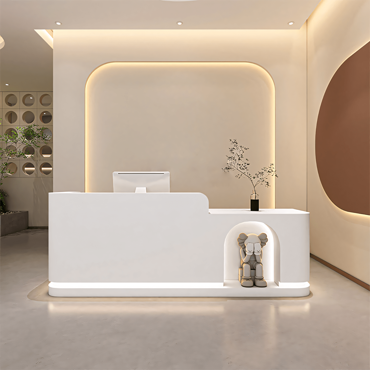 Furnavo Fully Assembled Reception Desk – Ready-to-Use Office Front Counter for Salons