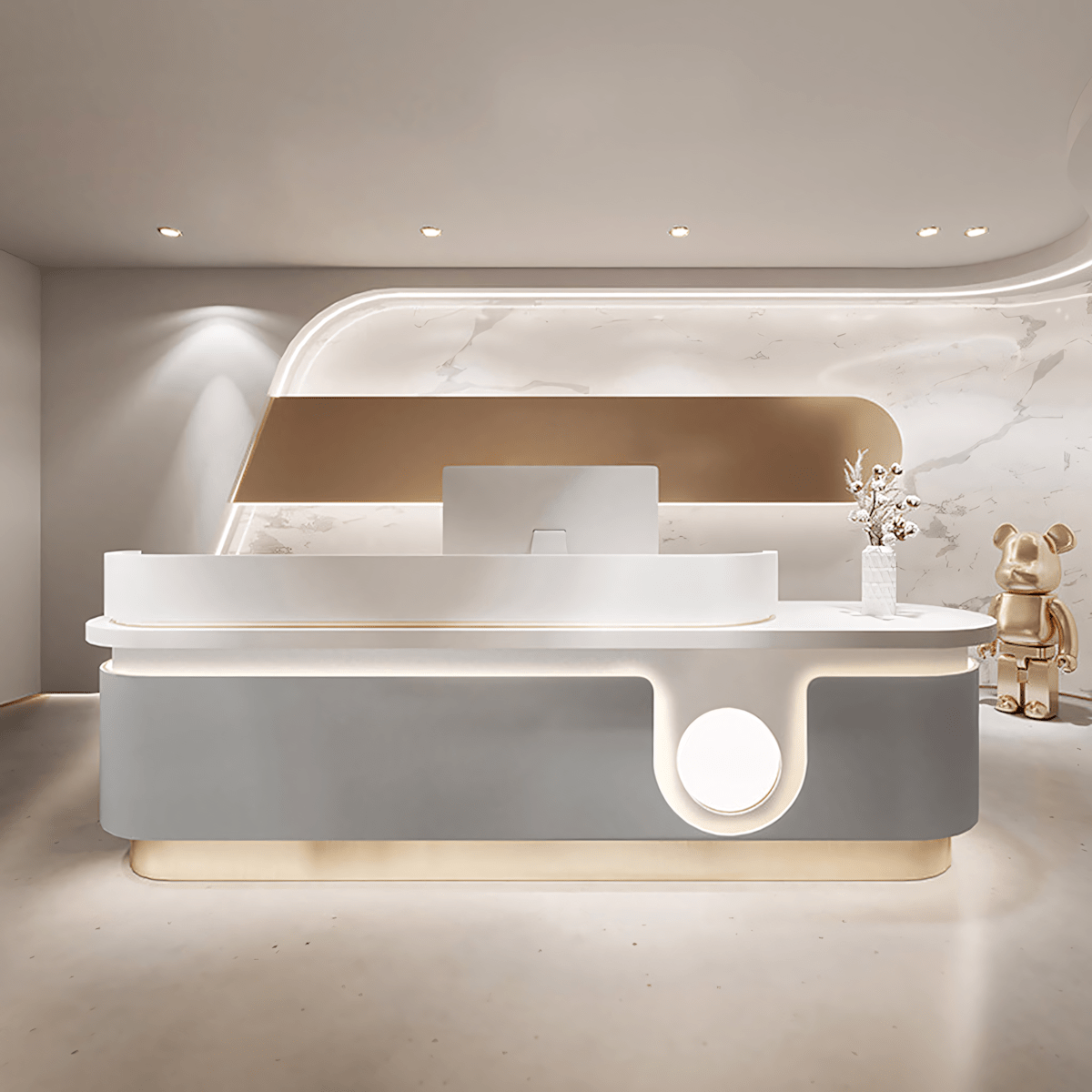 Furnavo Light Luxury Marble Stores Checkout Counter Reception Desk