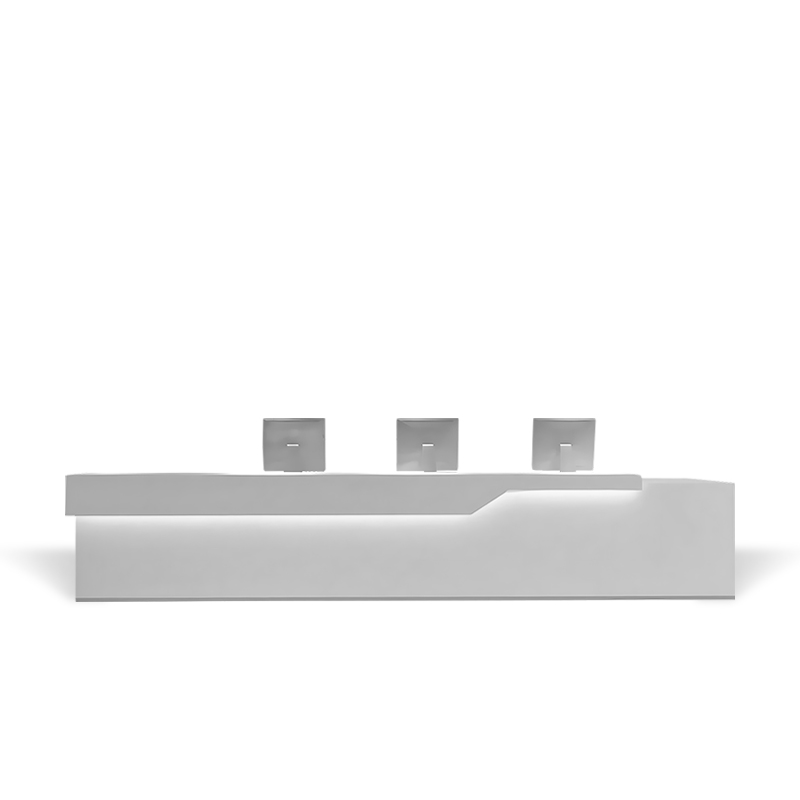 Furnavo White Lacquered Reception Desk Modern Office Counter