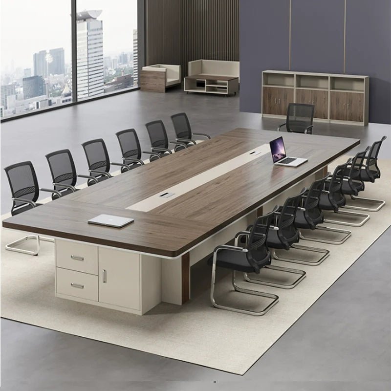 Furnavo Creative Conference Table – Modern Meeting Desk with Side Storage Cabinet