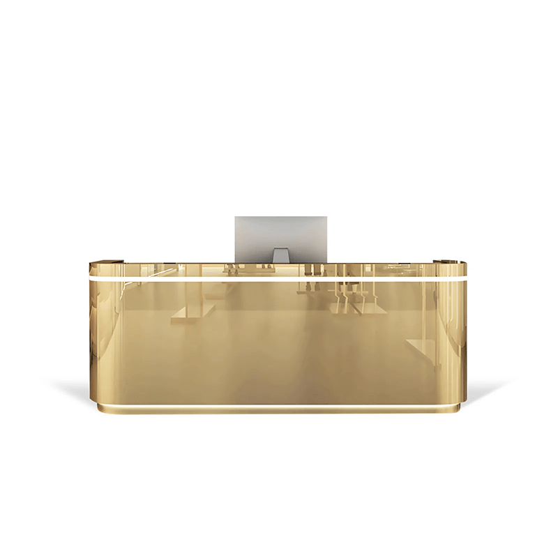 Furnavo Fully Assembled Stainless Steel Reception Desk