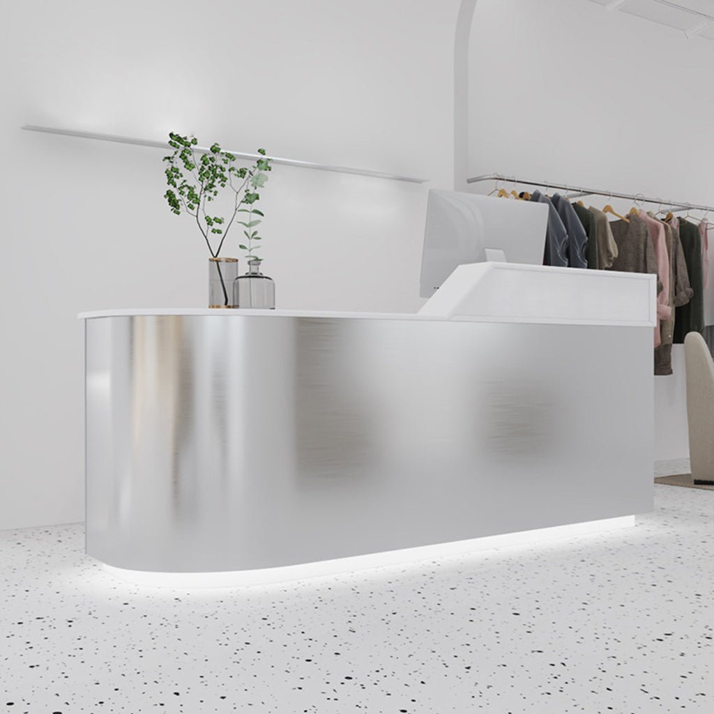 Furnavo Stainless Steel Reception Desk – Fashionable Front Counter for Salons & Retail Stores