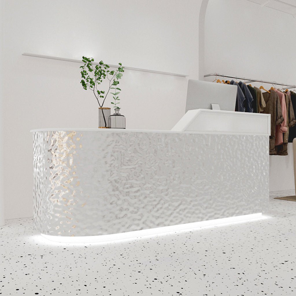 Furnavo Stainless Steel Reception Desk – Fashionable Front Counter for Salons & Retail Stores