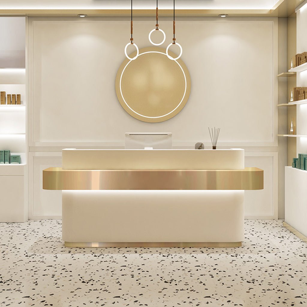 Furnavo Stainless Steel Simple Reception Desk for Salons and Stores