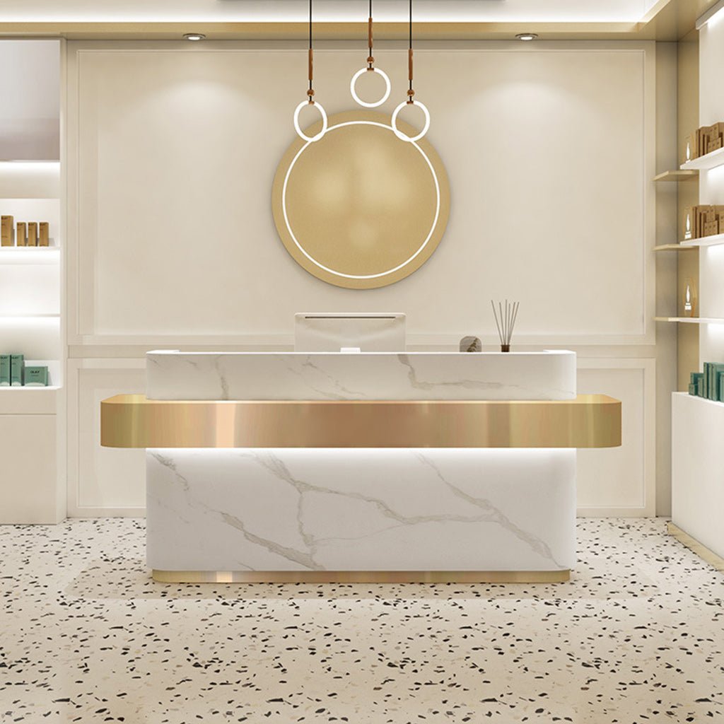 Furnavo Stainless Steel Simple Reception Desk for Salons and Stores