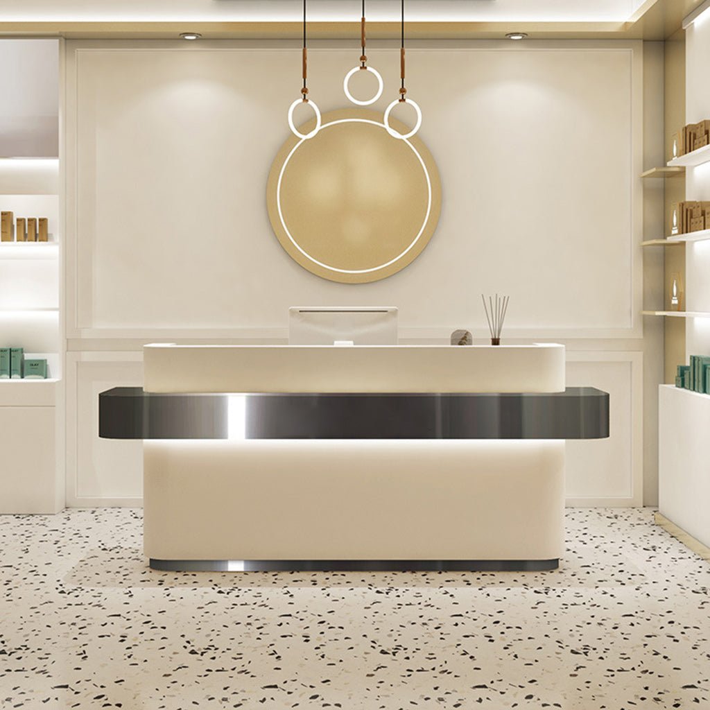 Furnavo Stainless Steel Simple Reception Desk for Salons and Stores