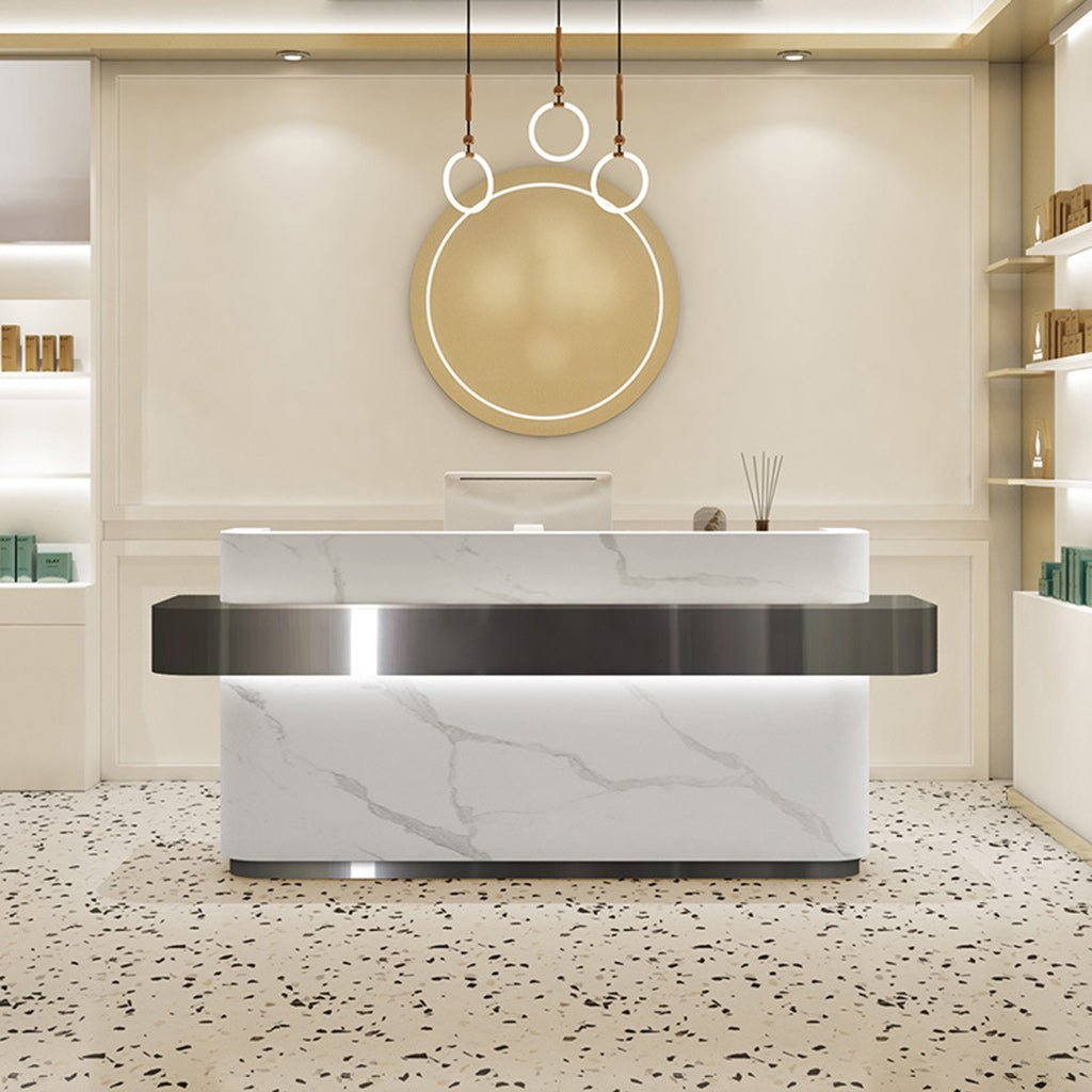 Furnavo Stainless Steel Simple Reception Desk for Salons and Stores