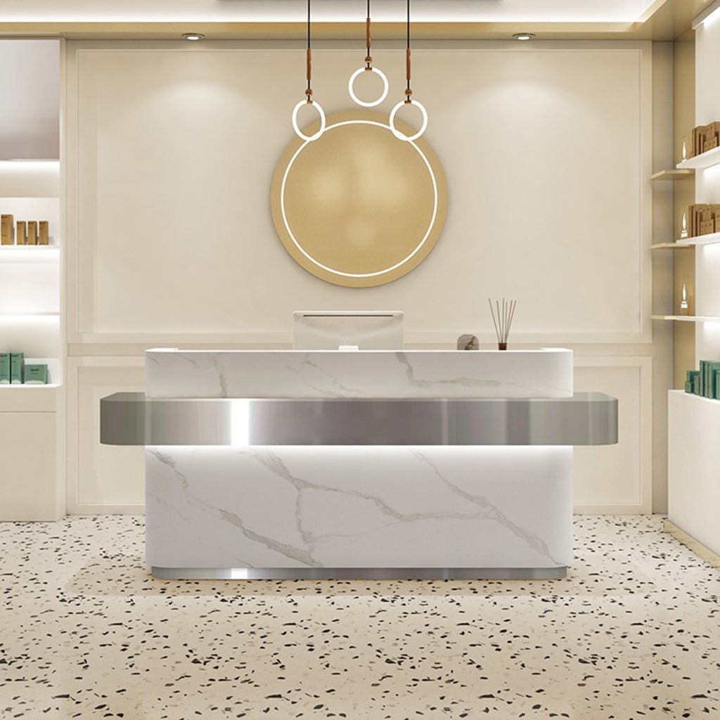 Furnavo Stainless Steel Simple Reception Desk for Salons and Stores