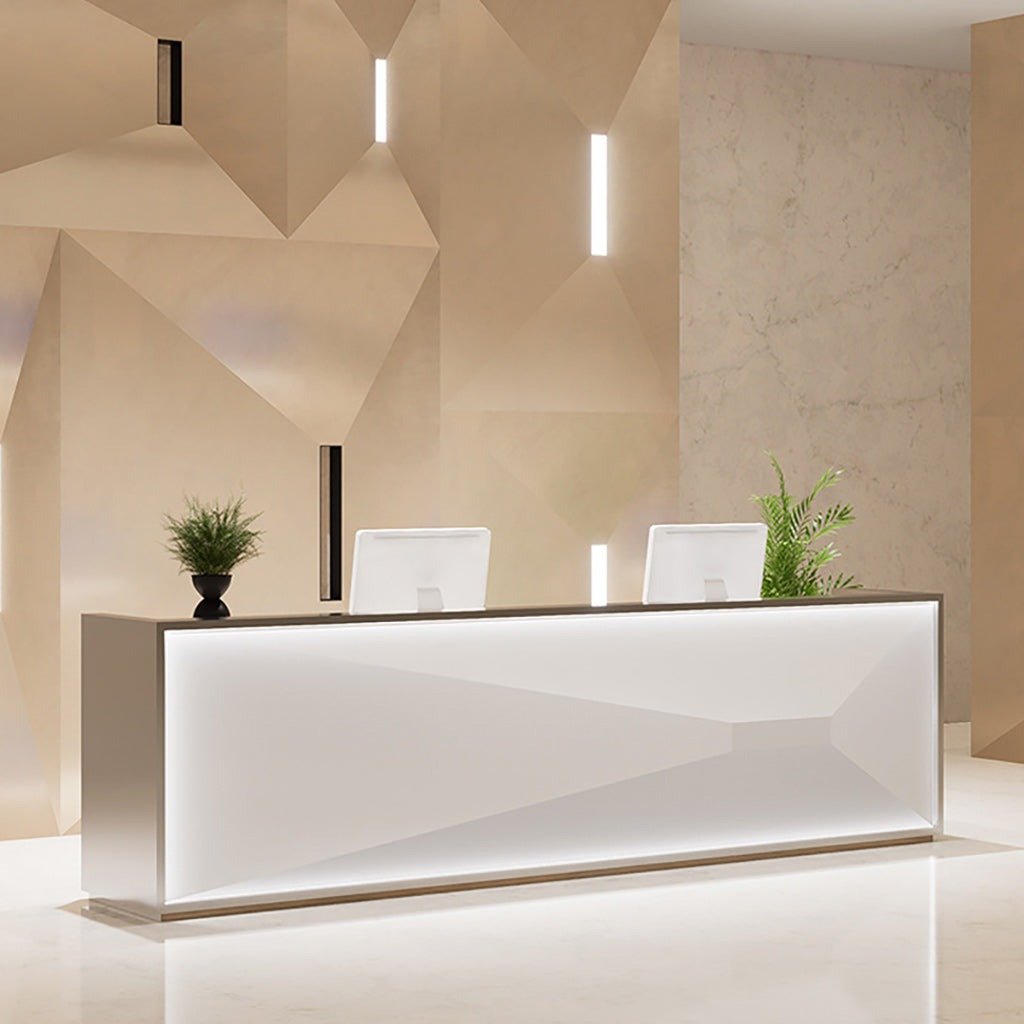 Furnavo Light Luxury Stainless Steel Reception Desk – Modern Front Counter for Stores & Offices