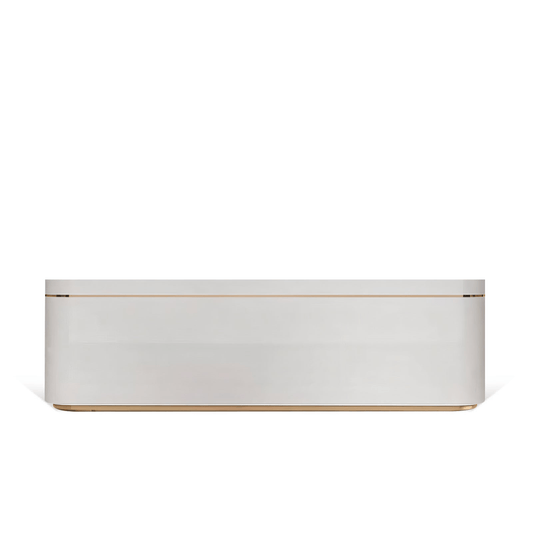 Furnavo Lacquered Arc Reception Desk – Modern Curved Front Counter for Bars & Offices