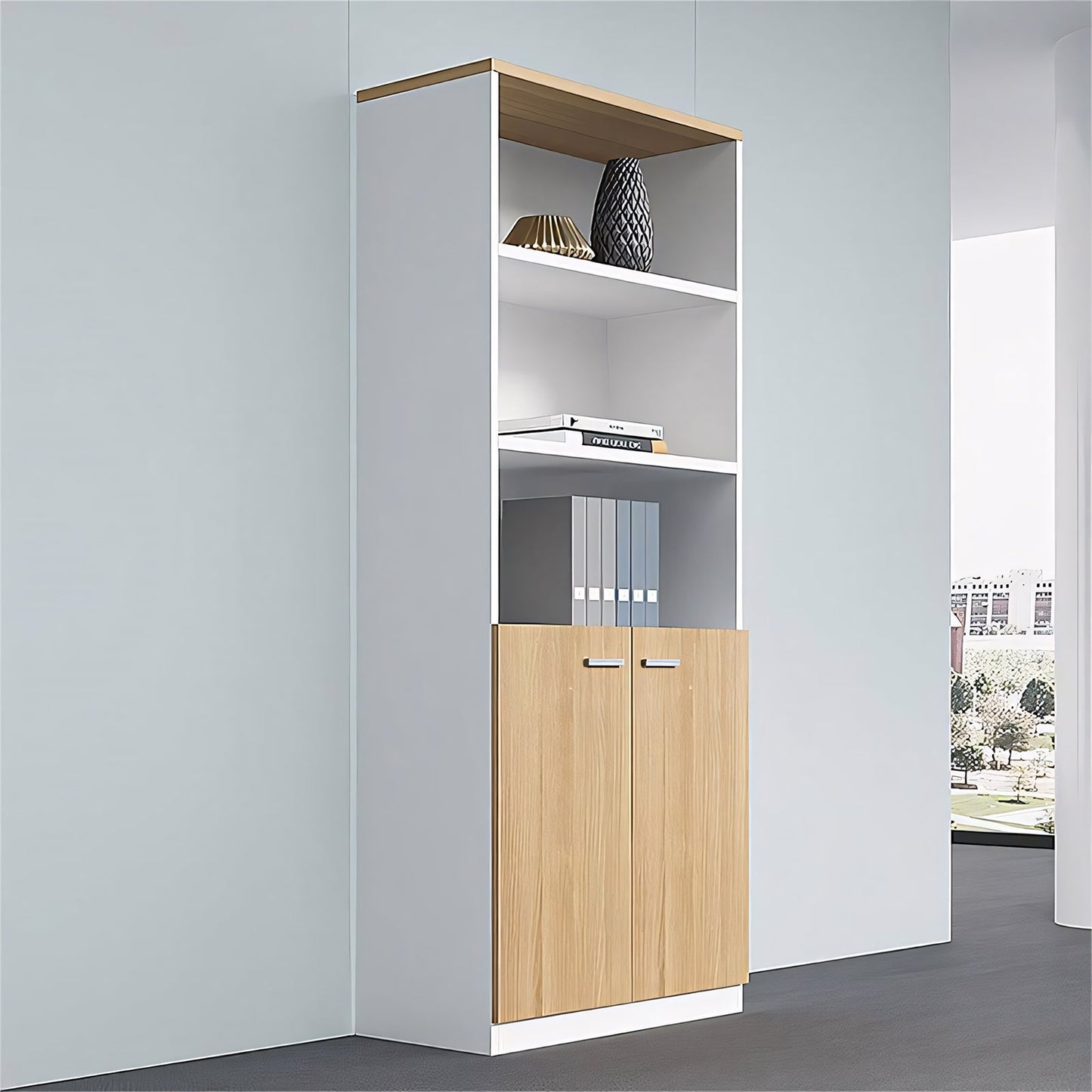 Furnavo Modern Wooden Cabinet For Storage – Sleek Office Organizer