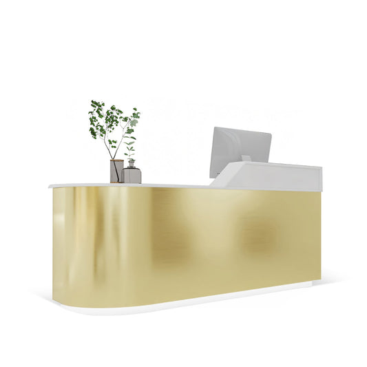 Furnavo Stainless Steel Reception Desk – Fashionable Front Counter for Salons & Retail Stores