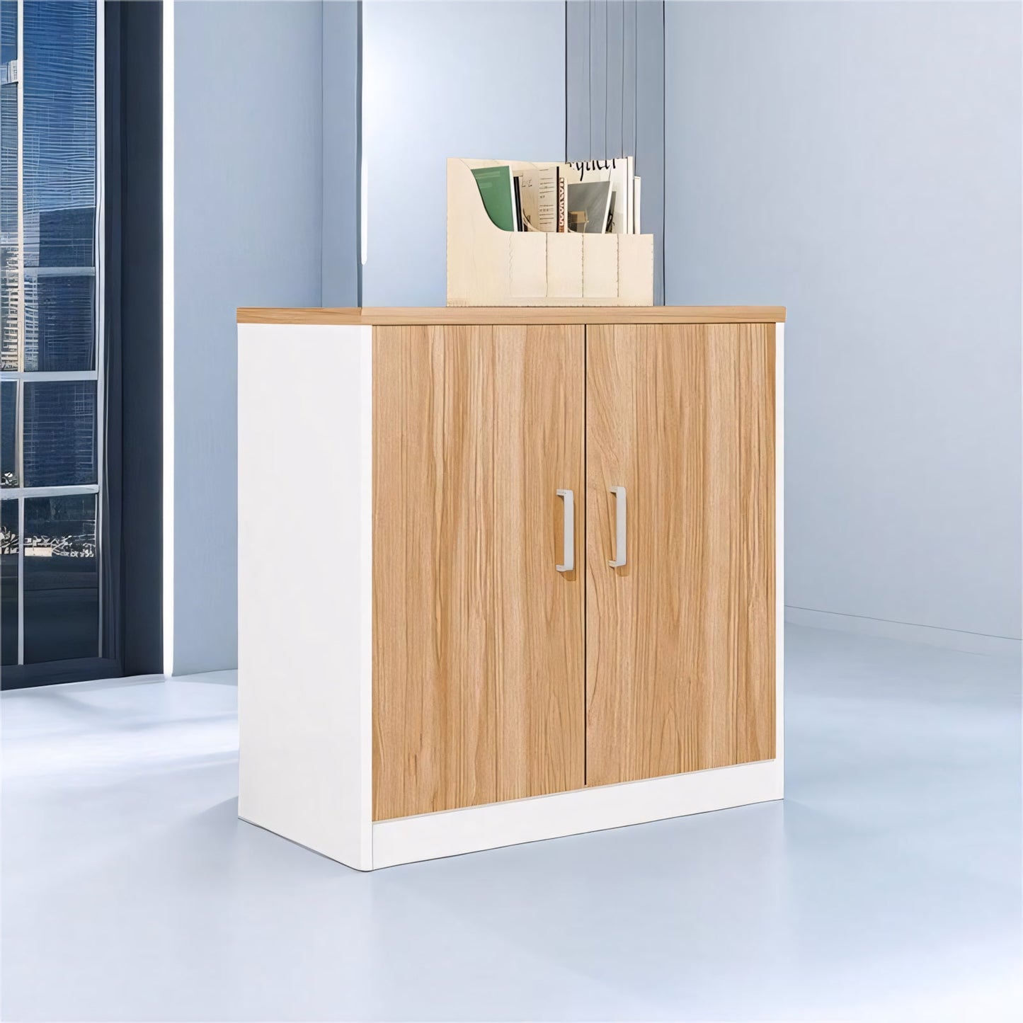 Furnavo Classic Wood Grain Cabinet – Desk Storage with Large Capacity
