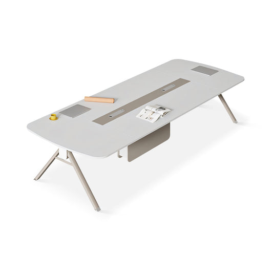 Furnavo Minimalist White Conference Table – Modern Office Meeting Desk