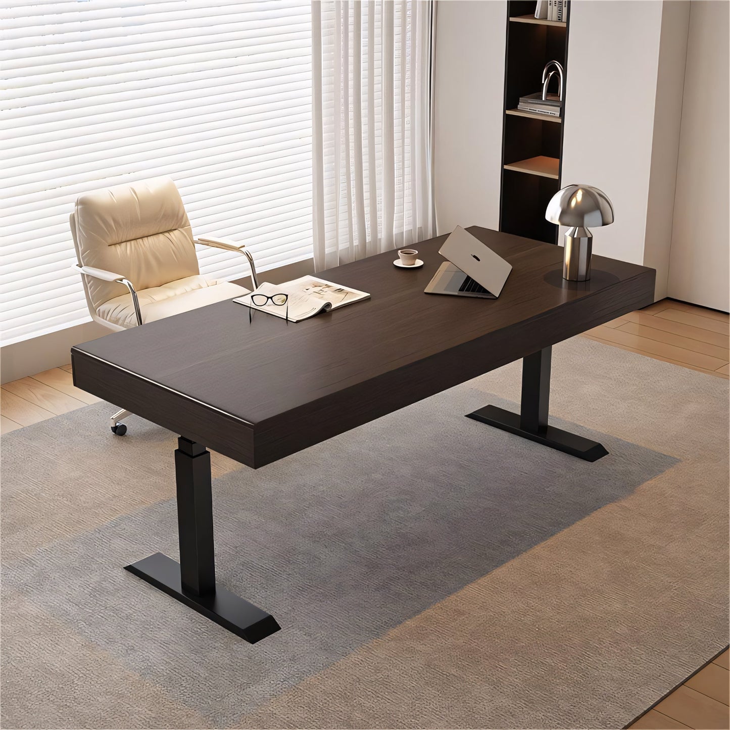 Furnavo Modern Light Luxury Smoked Wood Smart Electric Height Adjustable Desk