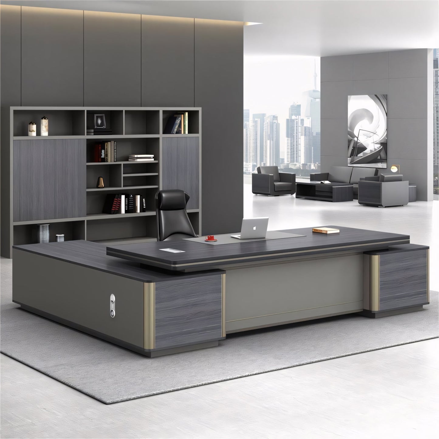 Furnavo Simple Modern Boss Desk & Chair Set – Office Workstation