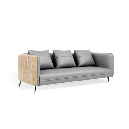 Furnavo Simple Fashion Office Couch Wood-Grain Sofa