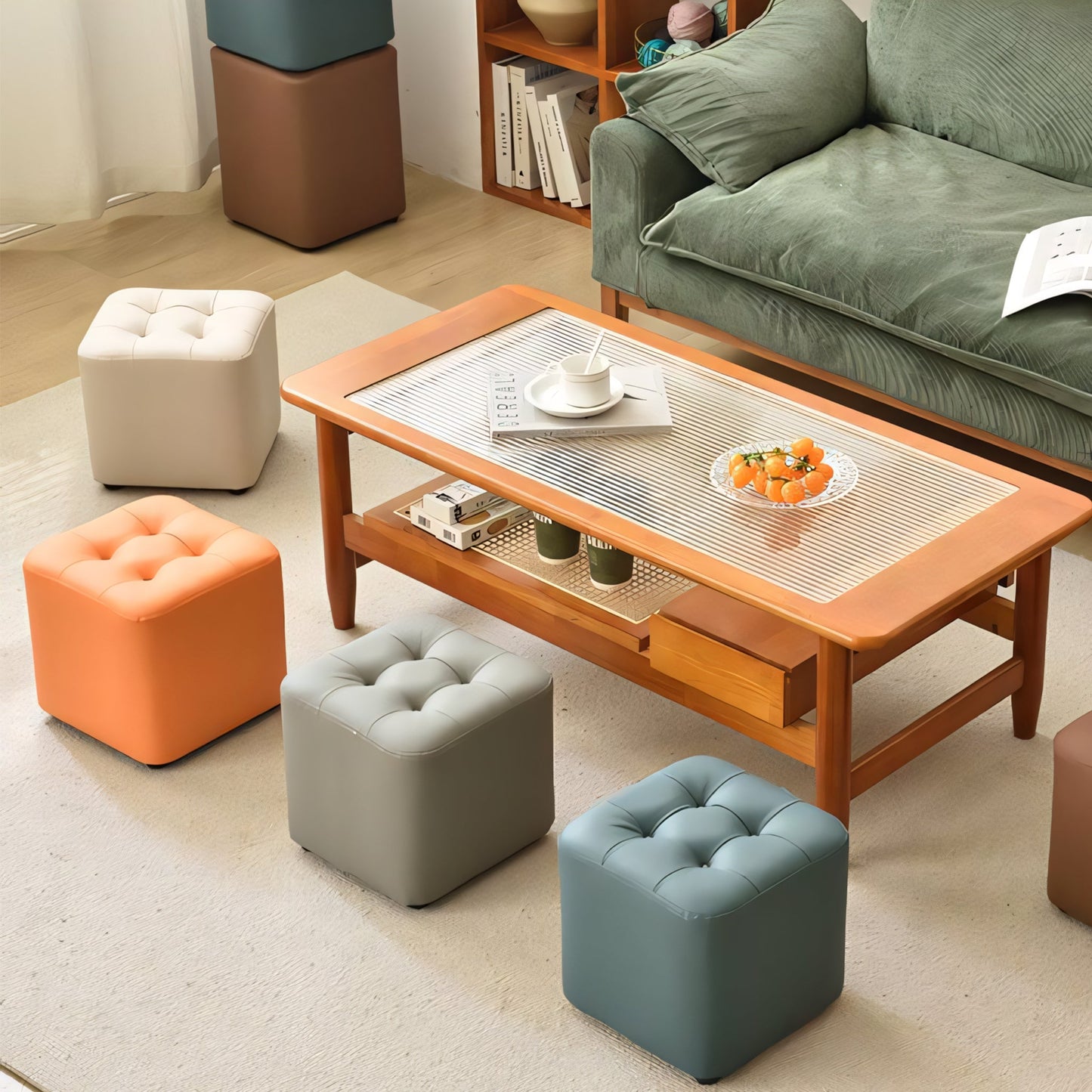Furnavo Small Upholstered Square Stool