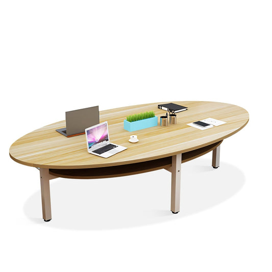 Furnavo Natural Oval Conference Table – Modern Office Meeting Desk