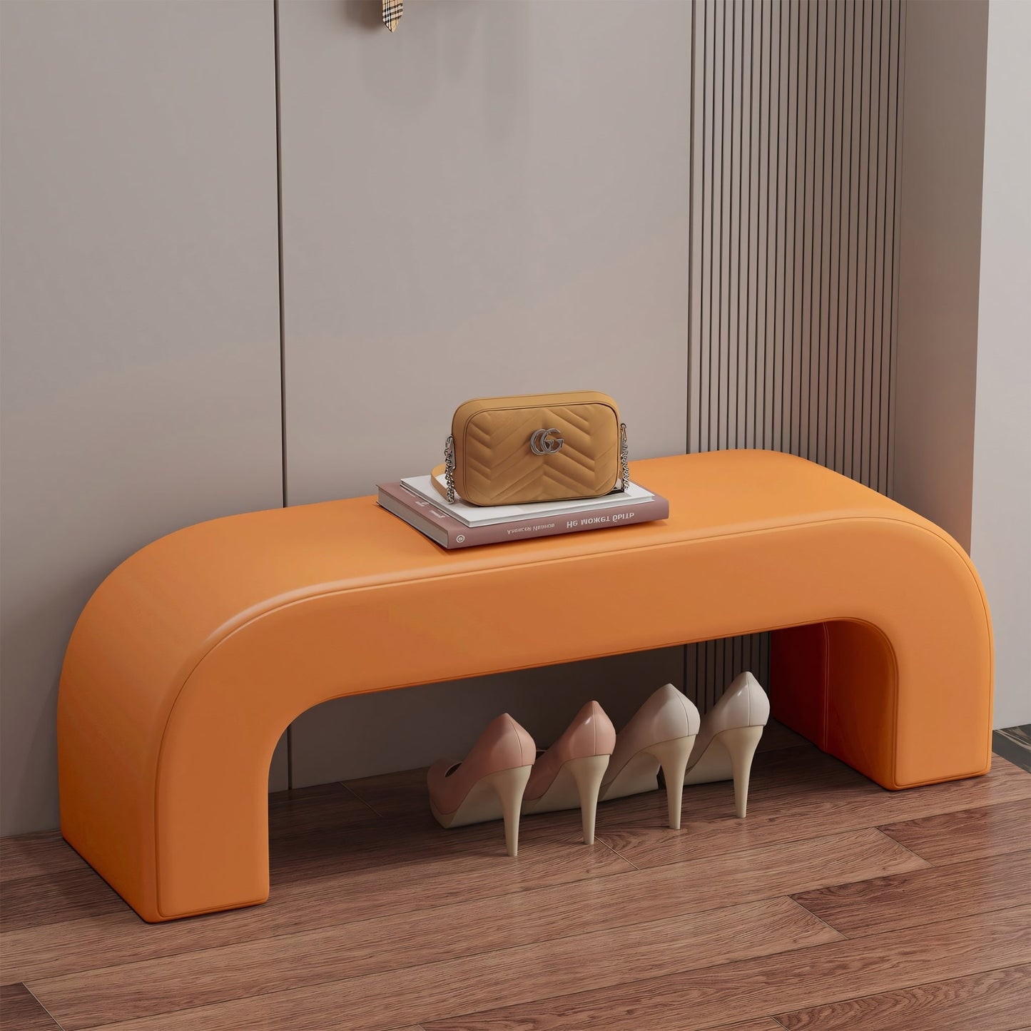 Furnavo Armless Leather Square Bench Sofa