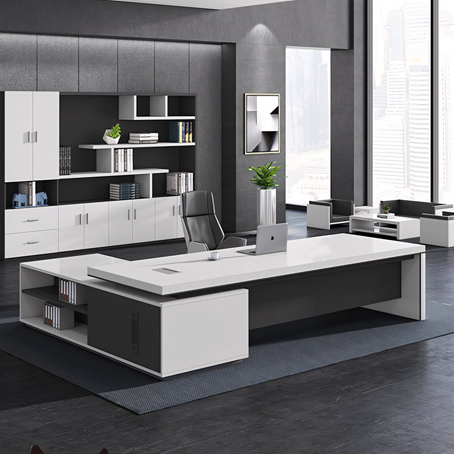 Furnavo Modern Minimalist Executive Desk – Contemporary Office Work Desk