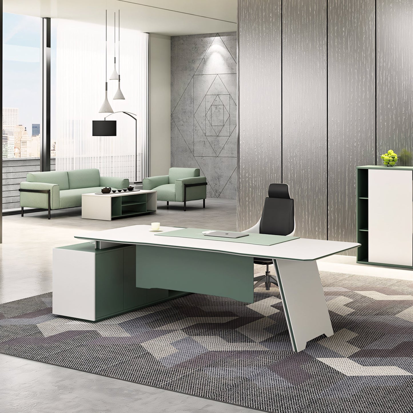 Furnavo Executive Boss Office Desk – Large-Capacity Computer Workstation