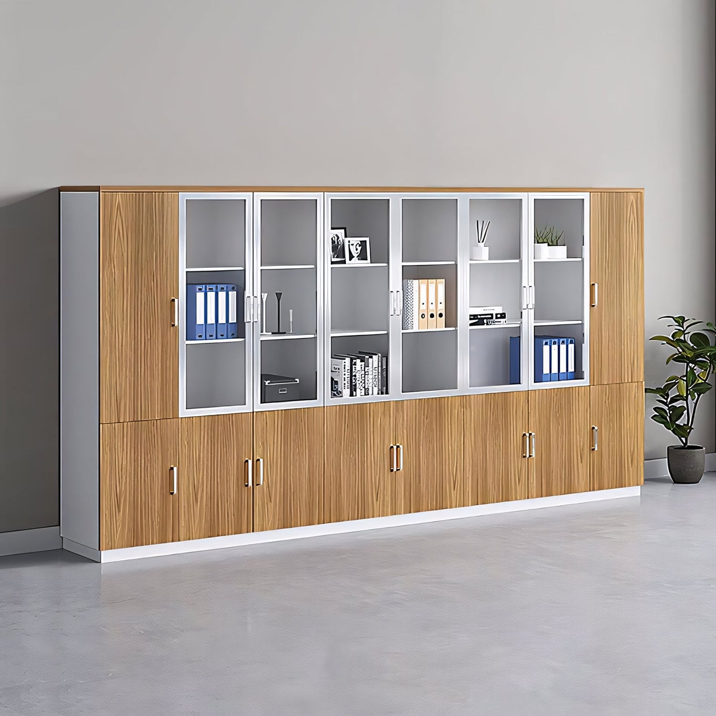Furnavo Stylish Office Storage Wooden Cabinet With Doors – Large Capacity Office Storage