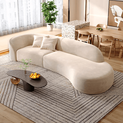 Furnavo Curved Living Room Sofa with Easy-Care Fabric