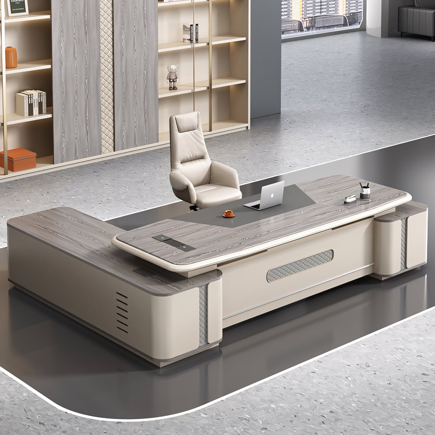 Furnavo Light Luxury Executive Desk – Modern Boss Office Computer Table with Elegant Design