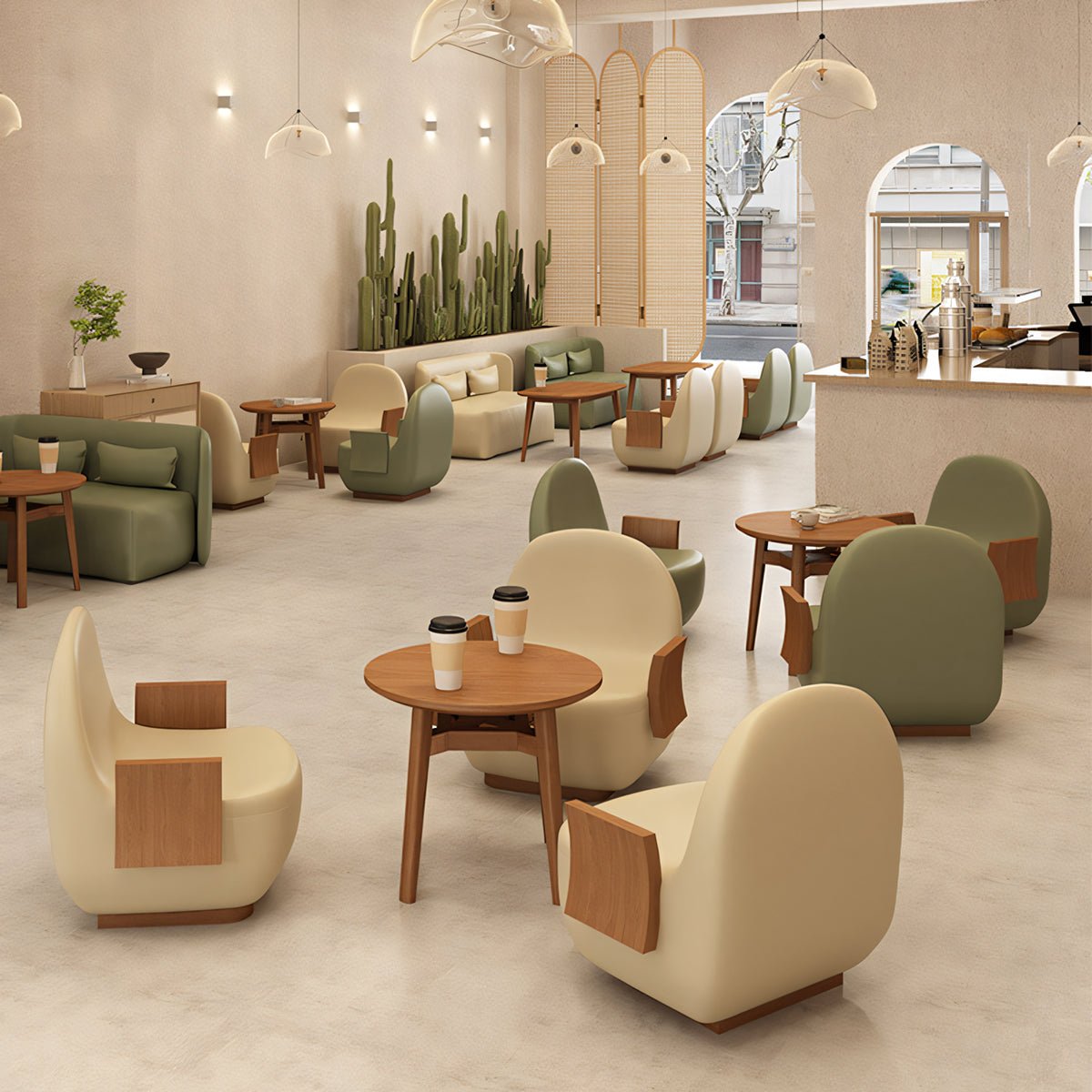 Furnavo Modular Cream Sofa and Table Set