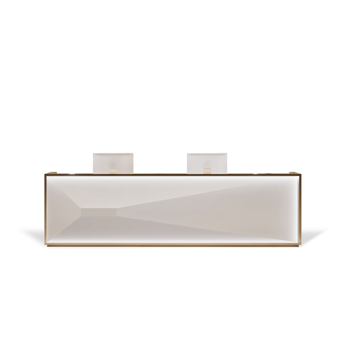 Furnavo Light Luxury Stainless Steel Reception Desk – Modern Front Counter for Stores & Offices