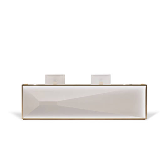 Furnavo Light Luxury Stainless Steel Reception Desk – Modern Front Counter for Stores & Offices