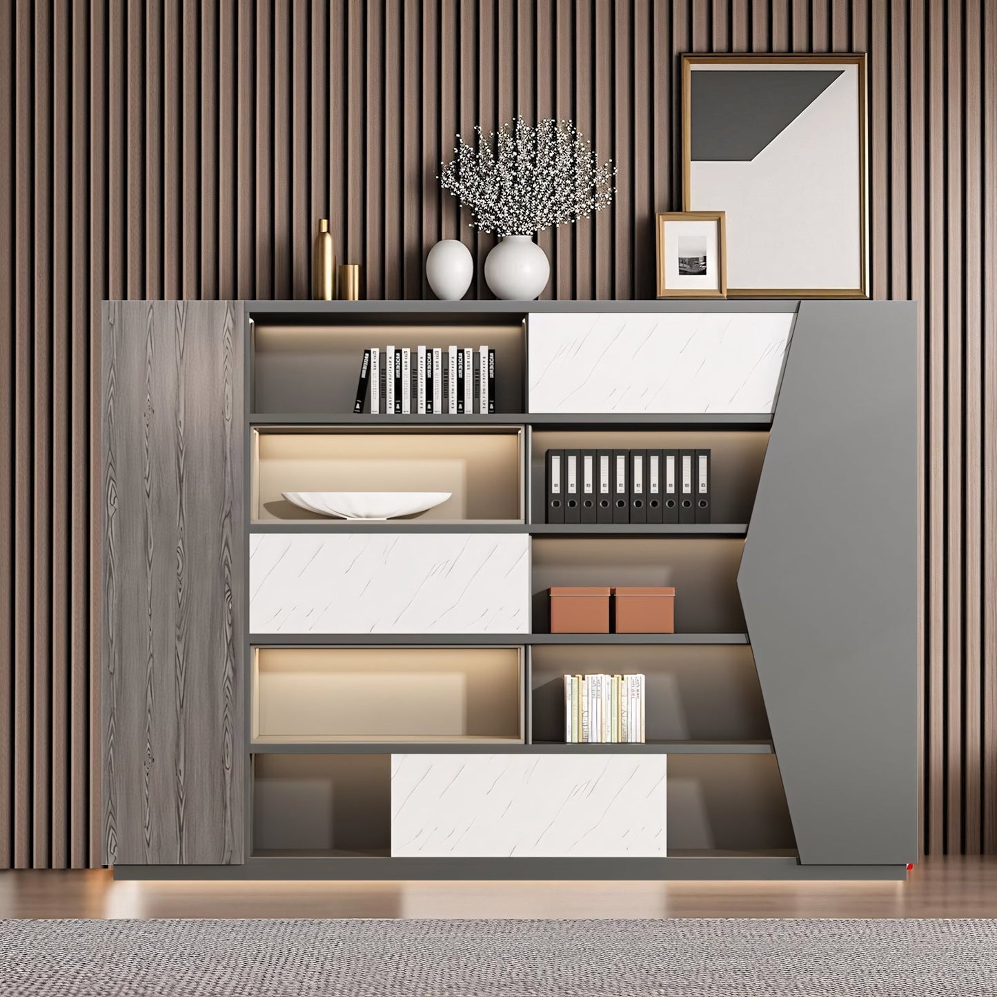 Furnavo Sleek Stylish Office Cabinet – Modern Wooden Storage for Workspace