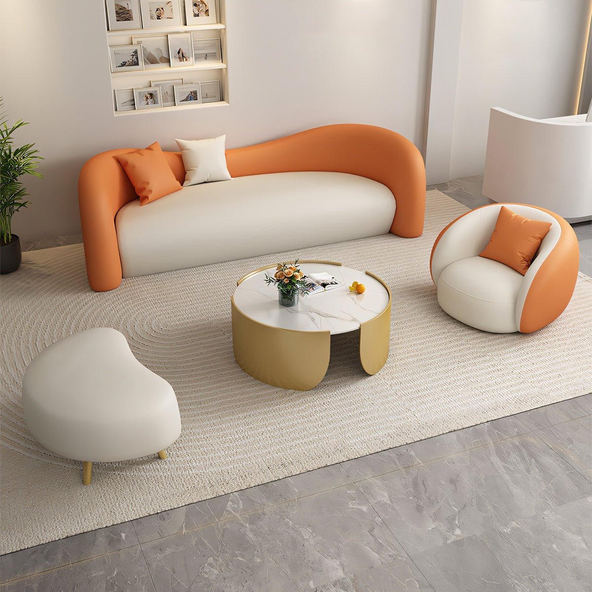 Furnavo Curved Lounge Sofa Set for Reception Areas