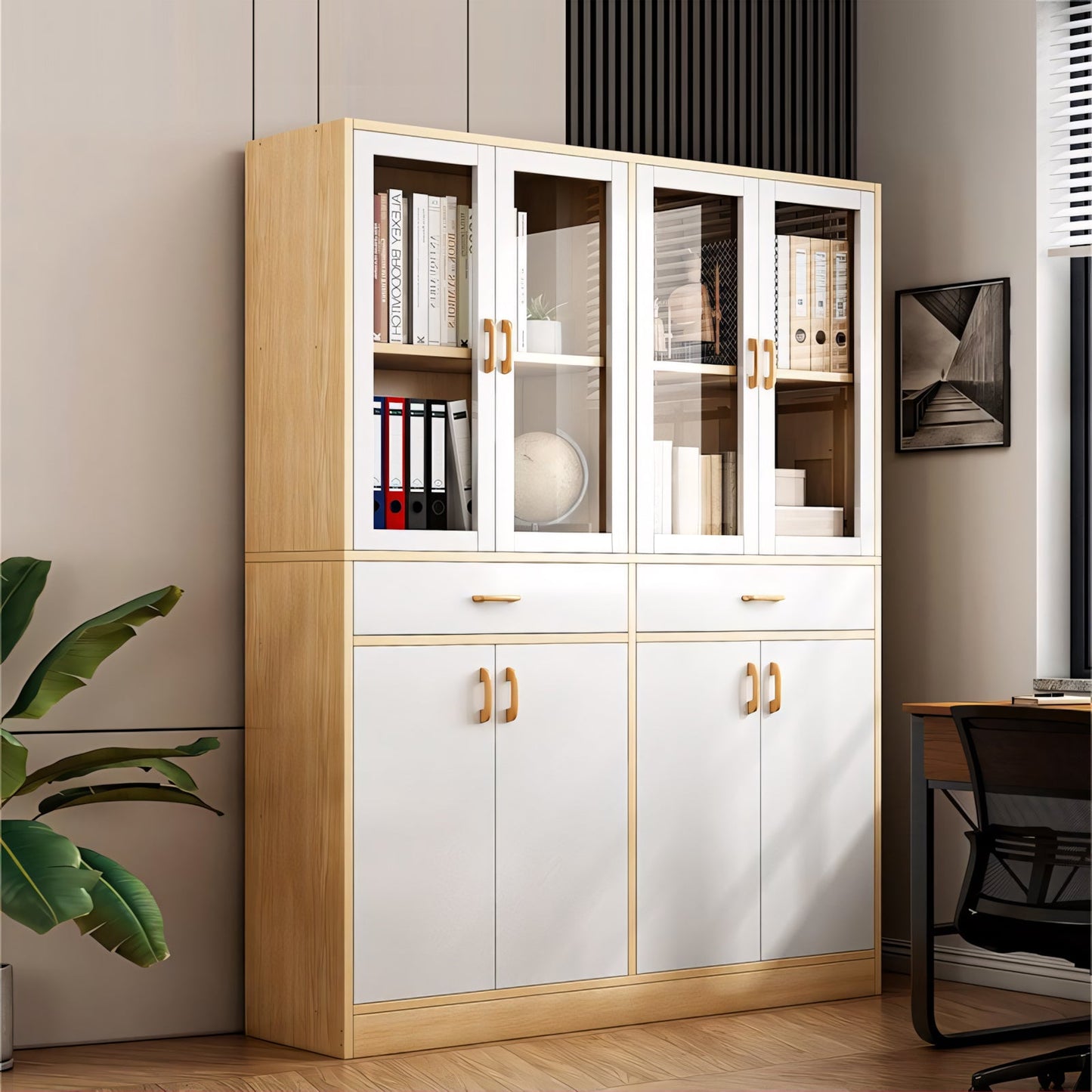 Furnavo Multi-Layer Storage Cabinet – Office & Living Room Wooden Organizer