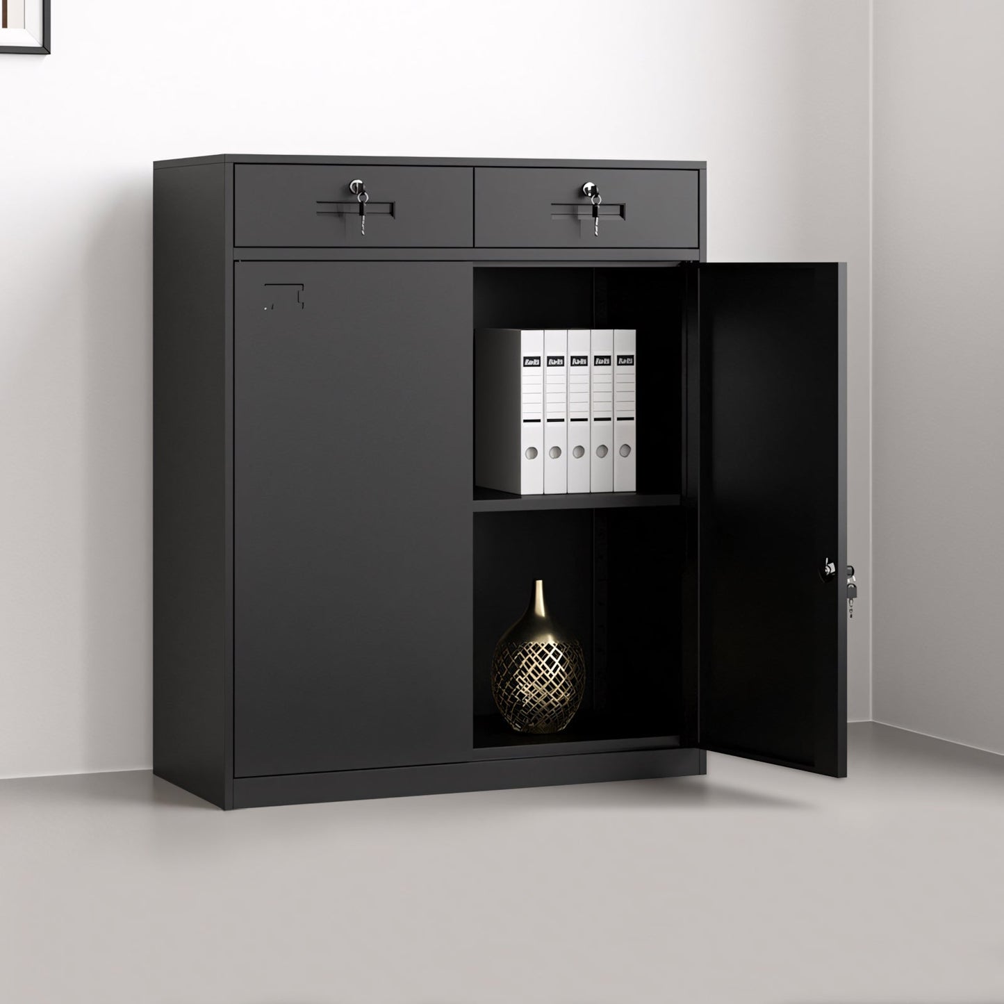 Furnavo Classic Office Storage Cabinet – Modern Filing Cupboard with Doors