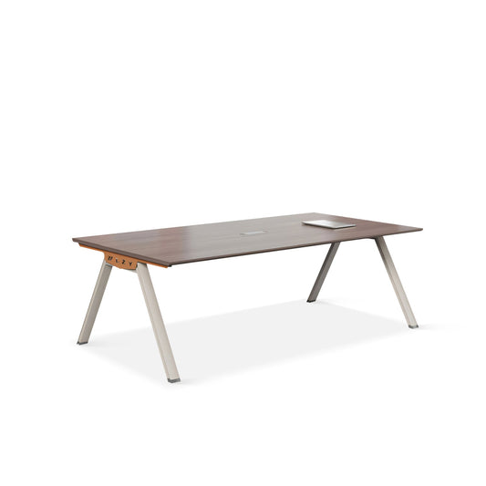 Furnavo Thickened Office Conference Table – Fixed Meeting Desk with Built-in Cable Box