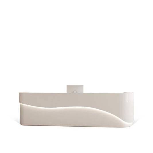 Furnavo Modern White Reception Desk – Simple Front Counter for Offices, Salons & Institutions