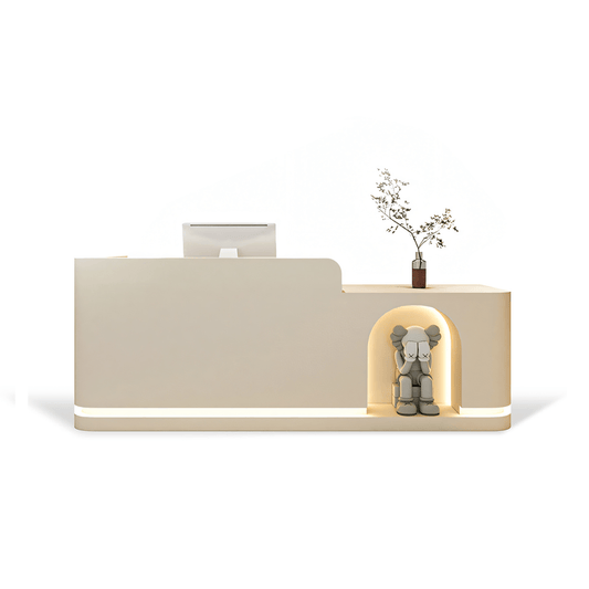 Furnavo Fully Assembled Reception Desk – Ready-to-Use Office Front Counter for Salons