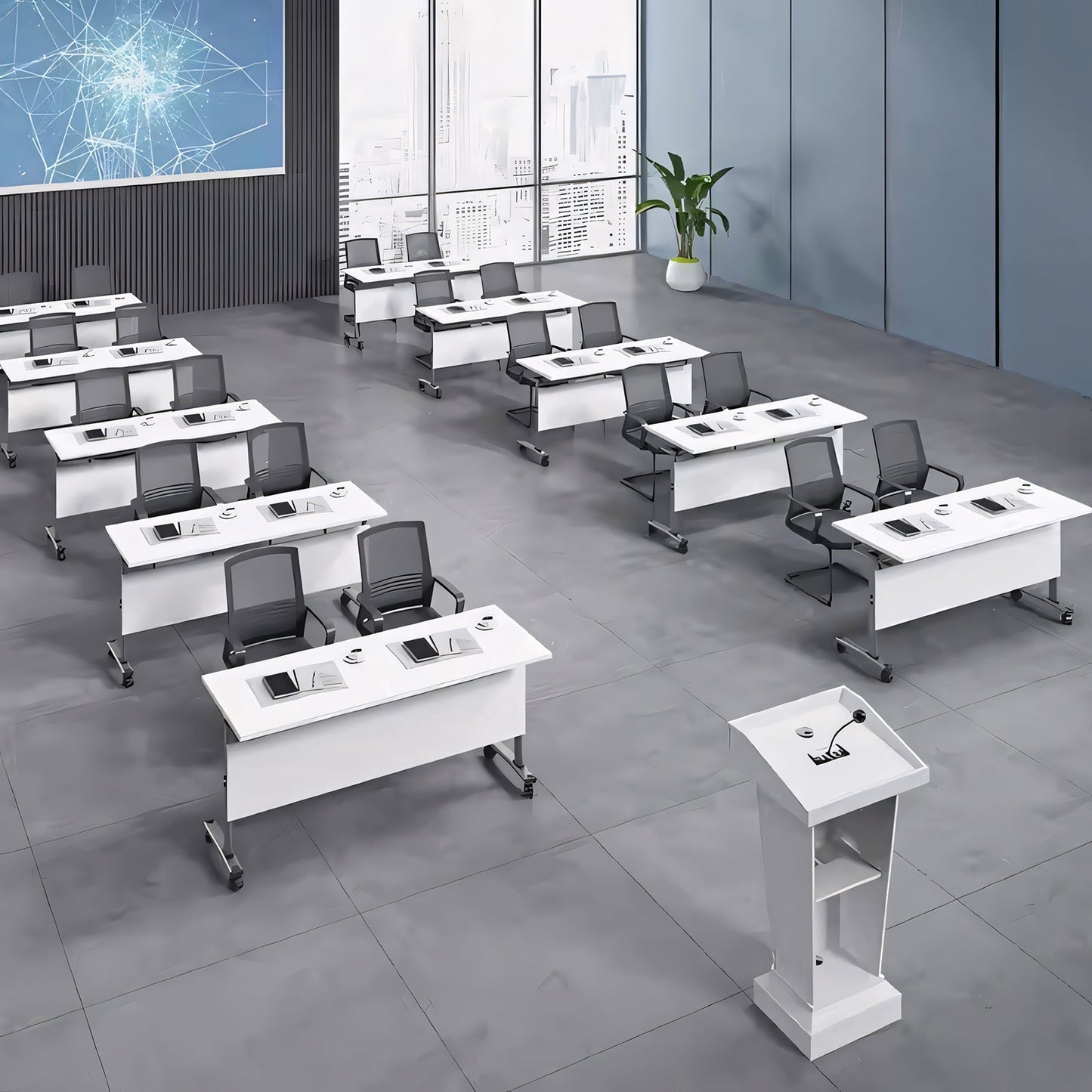 Furnavo Foldable Conference & Training Table with Wheels – Flip-Top Mobile Office Desk